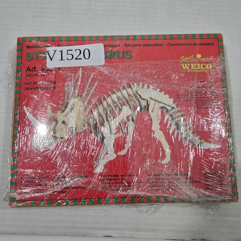 VTG WEICO Wooden 3D Dinosaur Puzzle Kit Lot Tyrannosaurus Styracosaurus Germany
